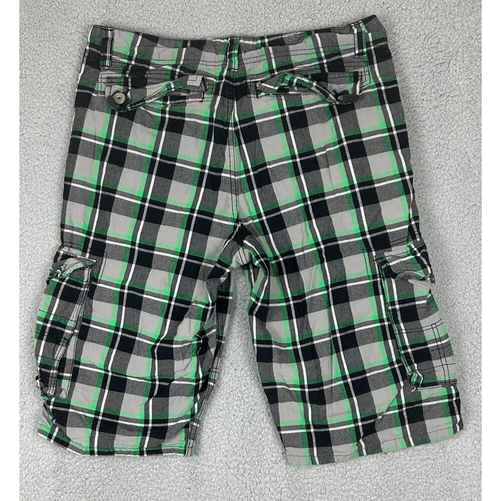 Carbon Mens Cargo Pockets Shorts 34 Multicolor Plaid Design Summer Wear Photos - Picture 4 of 11